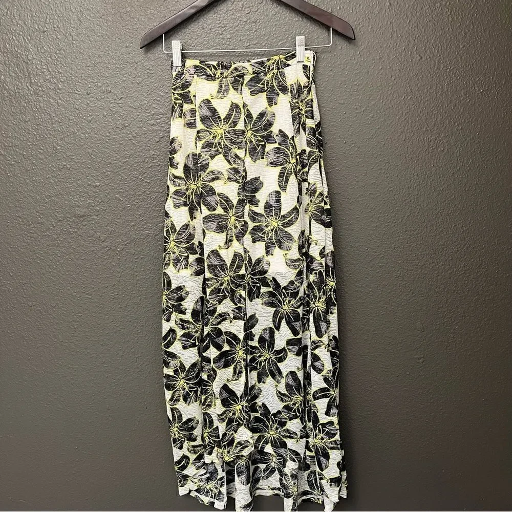 Topshop Outline Hibiscus Maxi Skirt with Front Split NWT US 2